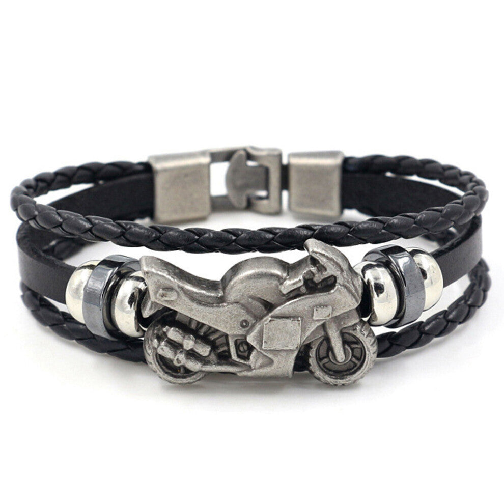 Eif Dock Vintage Leather Bracelet Men Motorcycle Multilayer Braided Warp Bracelet Punk Jewelry Pulseira Masculina