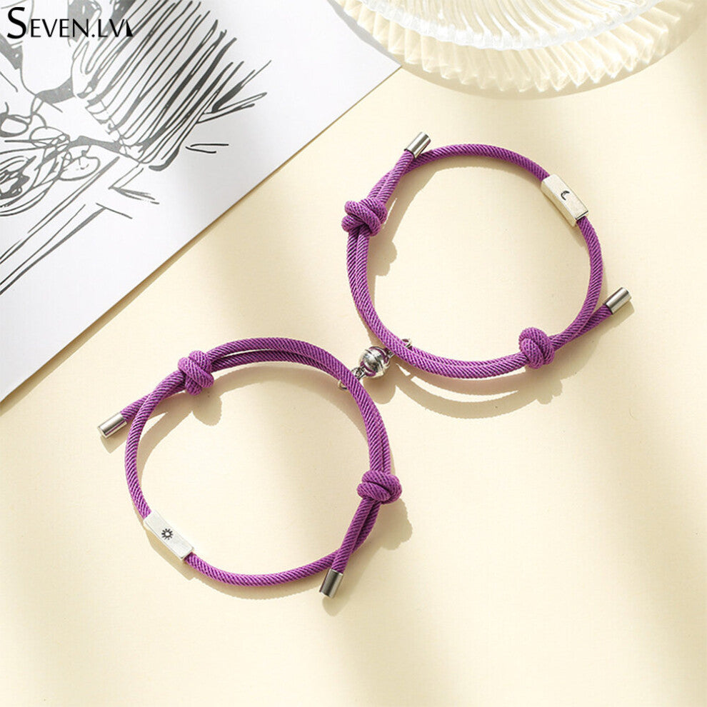 2pcs - set sun and moon magnet Lucky Charm Bracelet hand woven red rope lucky jewelry for couples Year