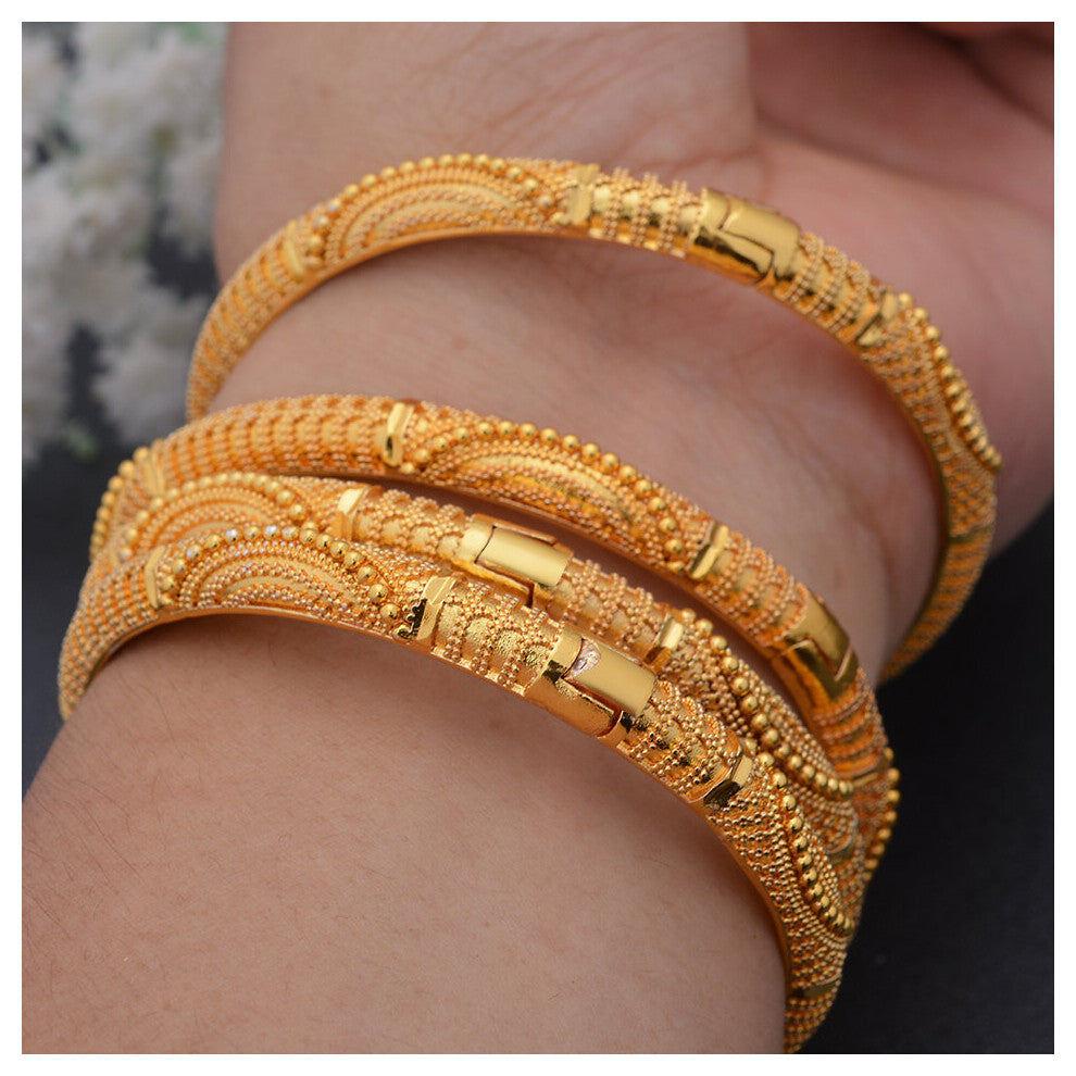Wando 4pcs-Set 24K Dubai Wedding Bangles For Women Saudi Arab Bracelet&Bangles Jewelry