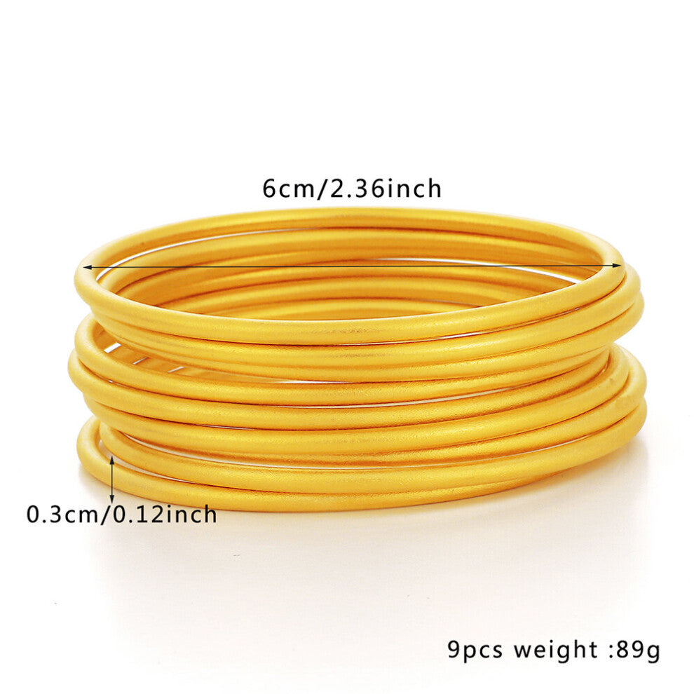 Arrival Matte Glossy Bangles Bracelets Sets of 9 Pieces Women Wedding Party Jewelry MY124