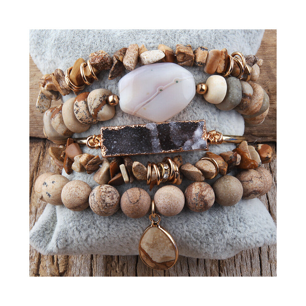 RH Beaded Bracelet Sets Chip Stone 5pc Stack Bracelets Set For Women Jewelry Birthday