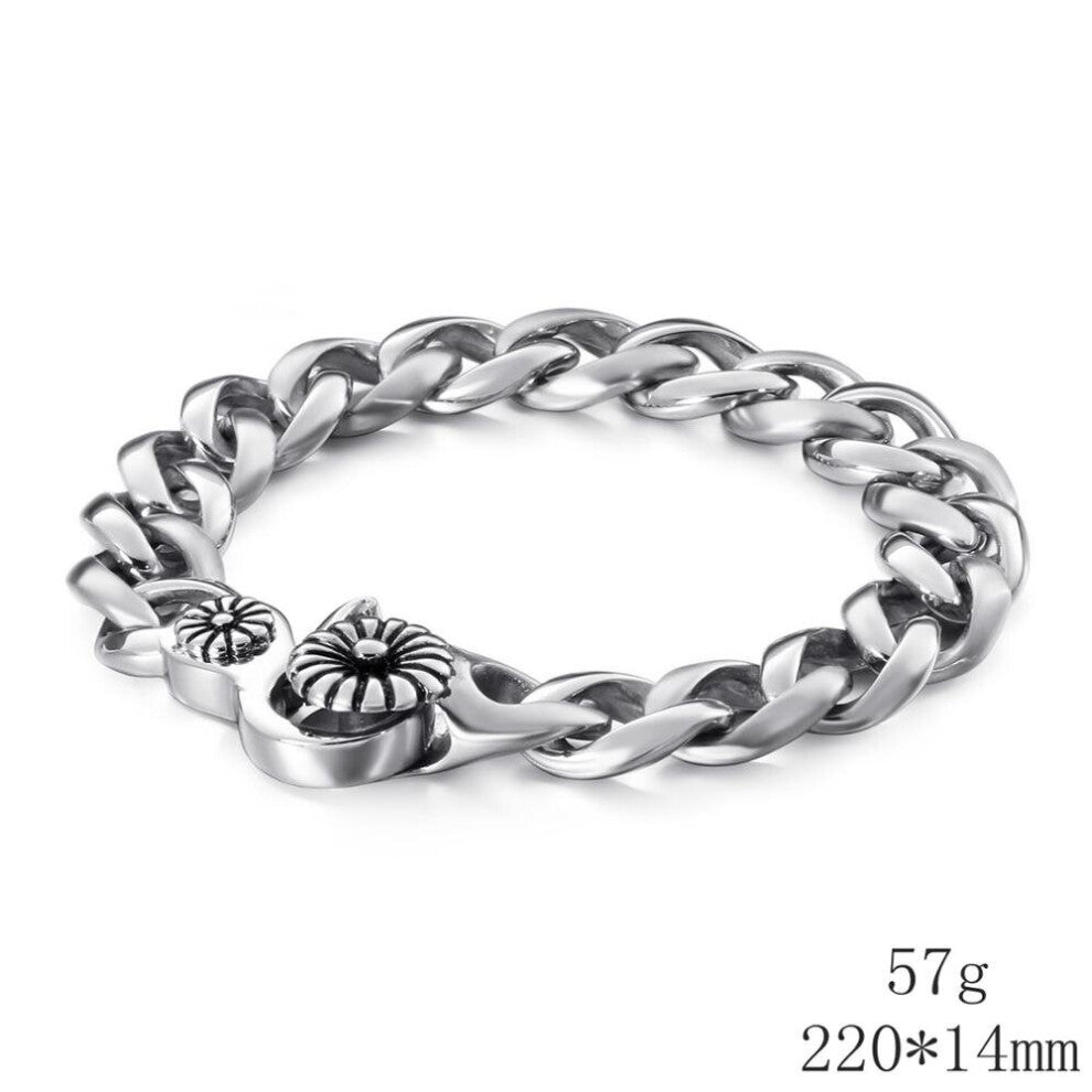 22cm Stainless Steel Link Chain Bracelet For Men Heavy Chunky Cuban Chain Biker Bracelet Punk Jewelry Accessories