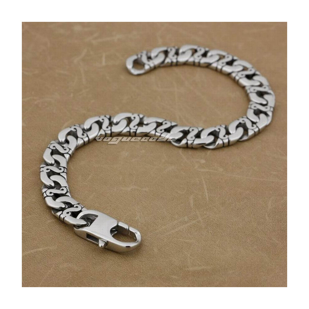 Solid 316L Stainless Steel Mens Bracelet Biker Link Chain 5A023