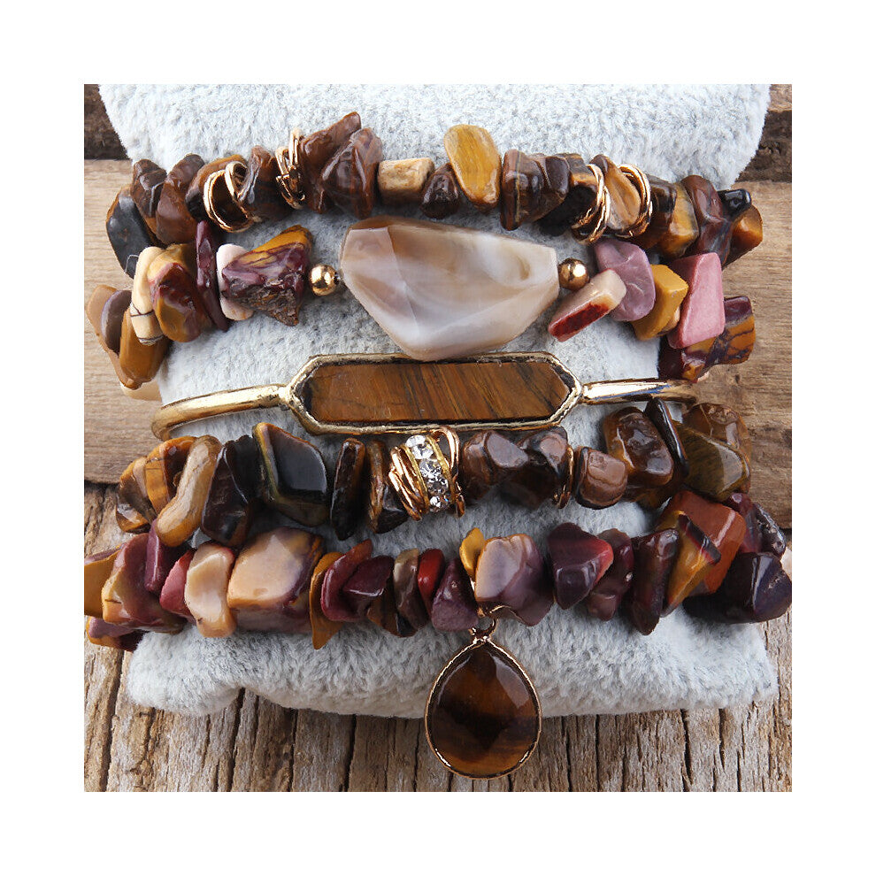 RH Beaded Bracelet Sets Dorp Charm 5pc Stack Chip Stone Bracelets Bangle Set For Women Jewelry Gift