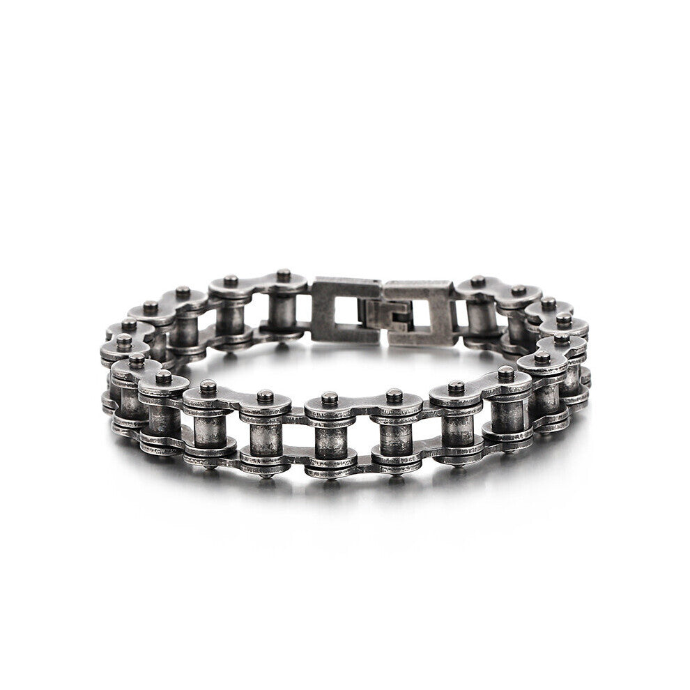 Fongten Gothic Gear Biker Chain Bracelet Retro Bicycle Motorcycle Link Chain Men Bracelets Bangles Stainless Steel Jewelry