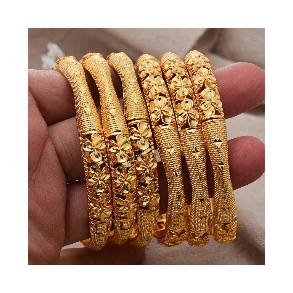 6Pcs-lot Dubai Bangles For Women African Jewelry Bride Indian Nigerian Wedding Jewelery Bangles&Bracelet Gift
