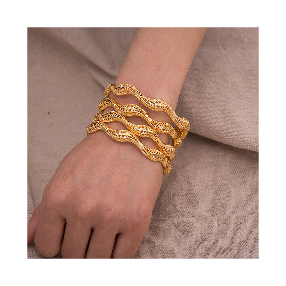 24K 4pcs bending Ethnic Dubai Bangles Ethnic Wedding Bangles&Bracelet Women Girl Bride Cuff Dubai Bangles