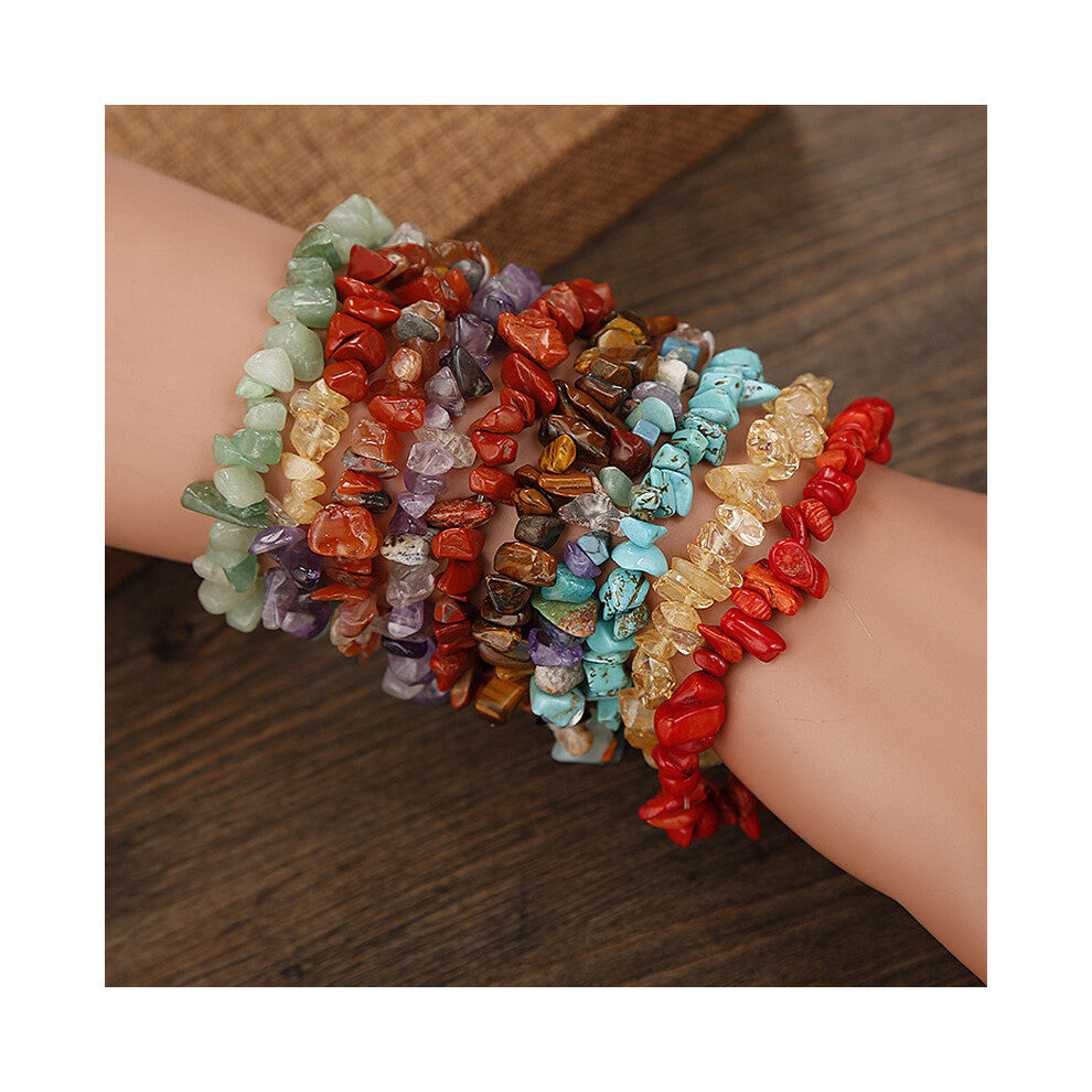 12pc Natural Gem Stone Bracelet Irregular Crystal Stretch Chip Beads Nuggets Bracelets Bangles Quartz Wristband for Women
