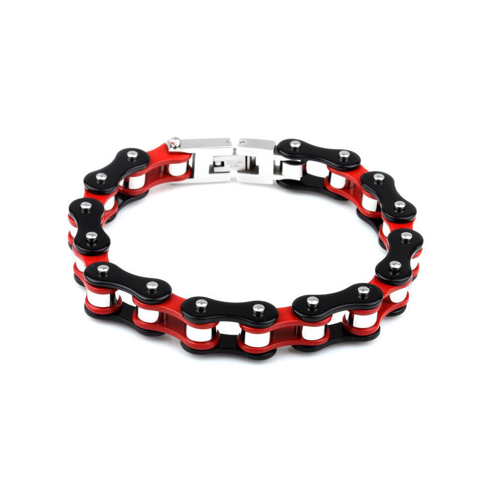 (Light Yellow Gold Color, 19.5cm) Men Biker Bracelet Punk Multicolor 316L Stainless Steel Jewelry Motorcycle Bracelets & Bangles Width 10mm