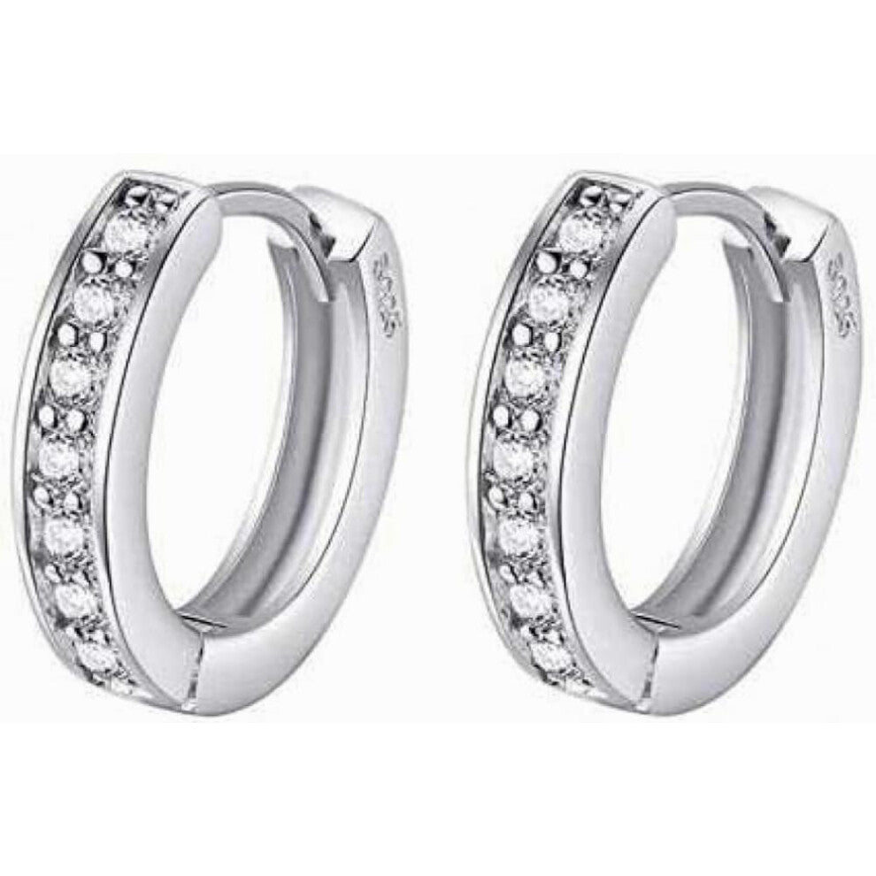 Plated Zircon Studded Hoop Earrings With Hinged Snap, Earrings, Ladies Earring , For Her, Hoops