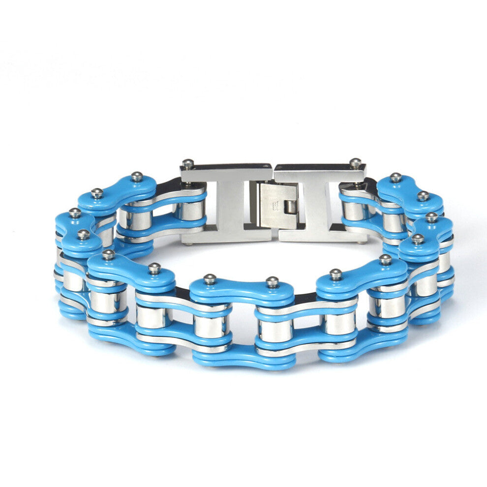 (White, 18cm) Punk Rock Hip Hop Biker Bracelet Men Women Stainless Steel Bangle Link Chain Motorcycle Bicycle Style Bracelets Jewelry