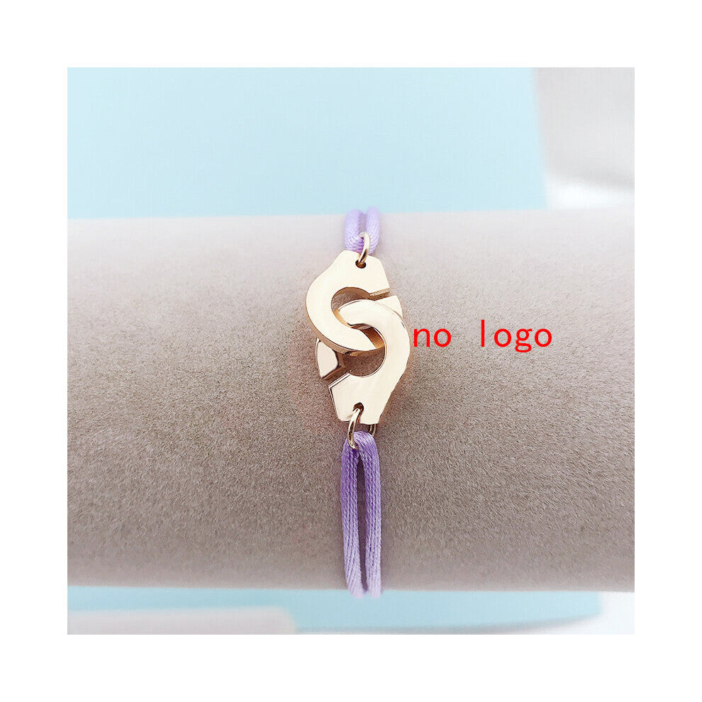 Rose Yellow Stainless Steel Handcuff Bracelet For Women Men Adjusstable Rope Bracelet Menottes Bijoux Corde Bracelet