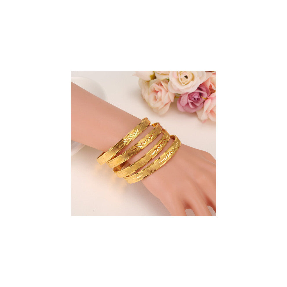 4pcs 2.6 inches diameter Dubai Jewelry Bangles For Ethiopian BanglesBracelets Jewelry chinese wedding bridal Bangles Gift
