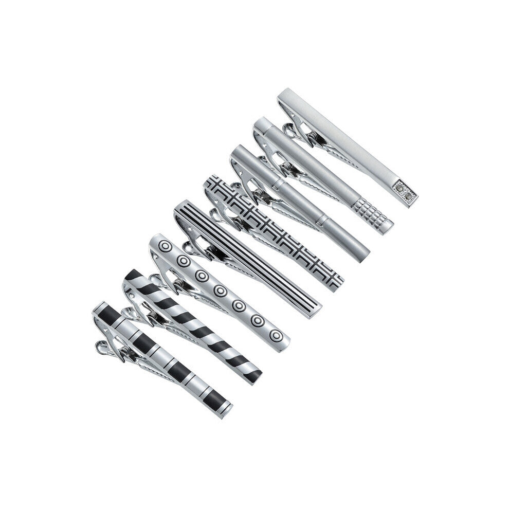 8 PCS Tie Clip Set With Gift Box Wedding Guests Metal Man Shirt Cufflinks Men's Gift For Husband Jewelry Business