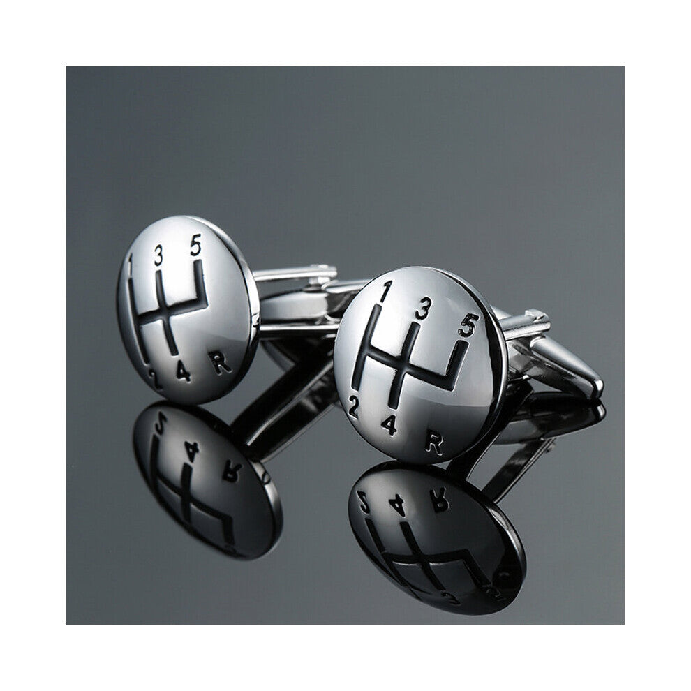 DY brass material car manual gear Silvery Cufflinks Men's French shirt Cufflink