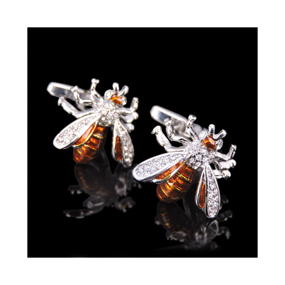 shipping, high-end men's shirt Cufflinks animal crystal bee Cufflinks French shirt bee Cufflinks