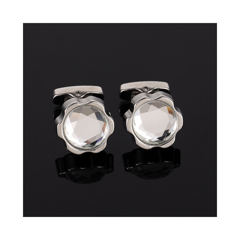 Crystal Cufflinks for Business Banquet Wedding Host Men and Women French Shirts Cuff Buttons Flower Cuff Links Men's Jewelry