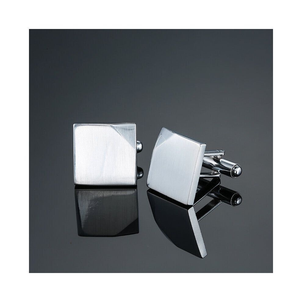 High hand polished French Cufflinks Laser metal golden silvery button Men's business Wedding Jewelry