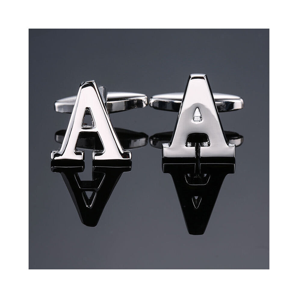 DY The brass plated 26 letter A-Z Silvery letter Cufflinks men French shirt Cufflinks