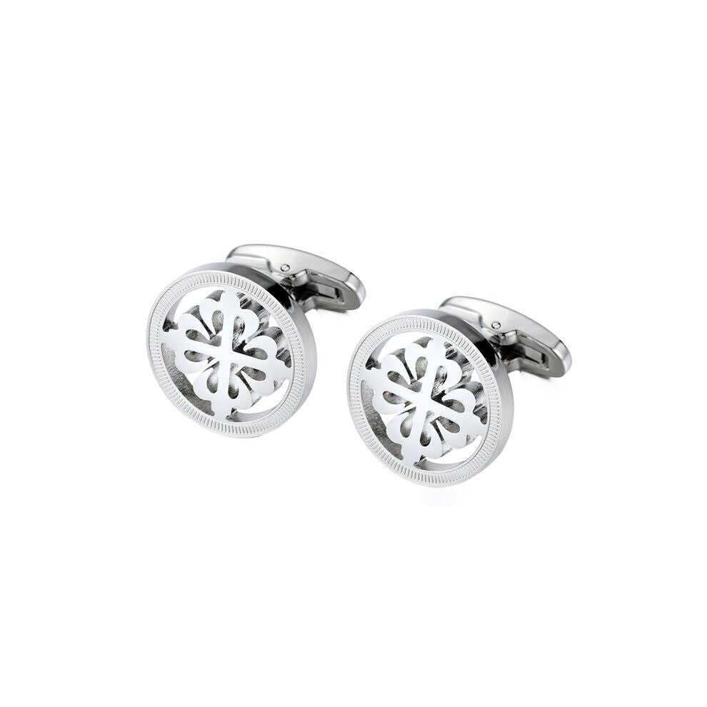 Silver Crusaders Cufflinks Lepton Stainless Steel Round Cufflink for Mens Wedding Business Cuffl Links Gemelos