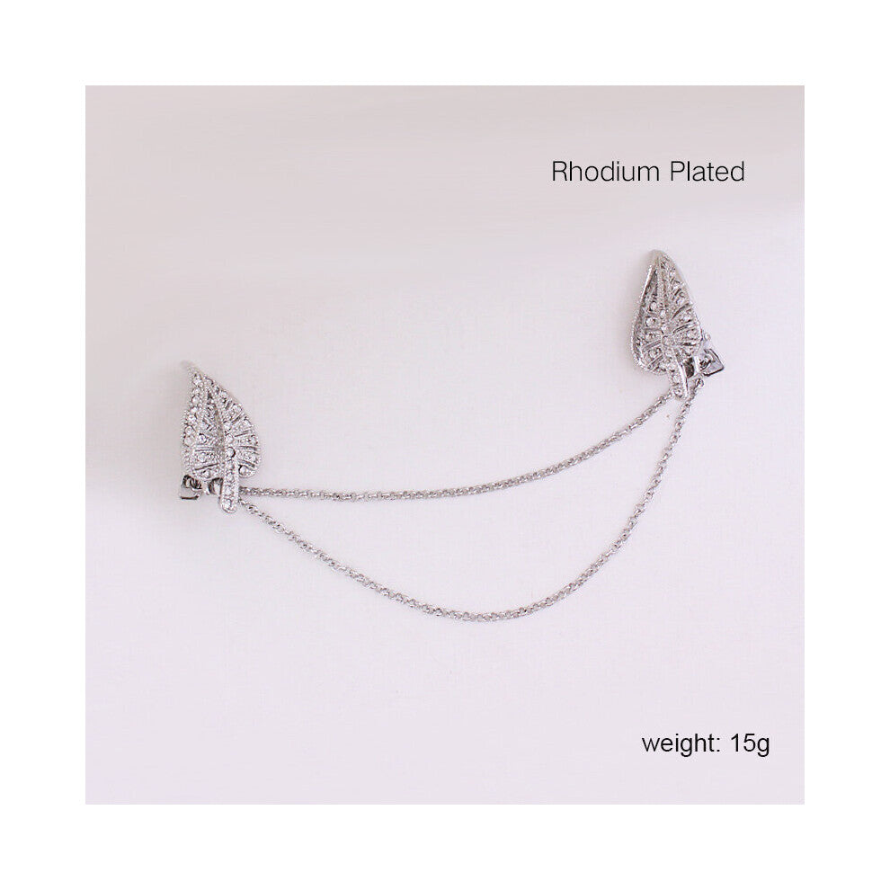 Collar Brooch Men's Rhinestone Tie Clips & Cufflink Suit Shirt Clamp Folder Symmetrical Personality Party Jewelry For Male BP112
