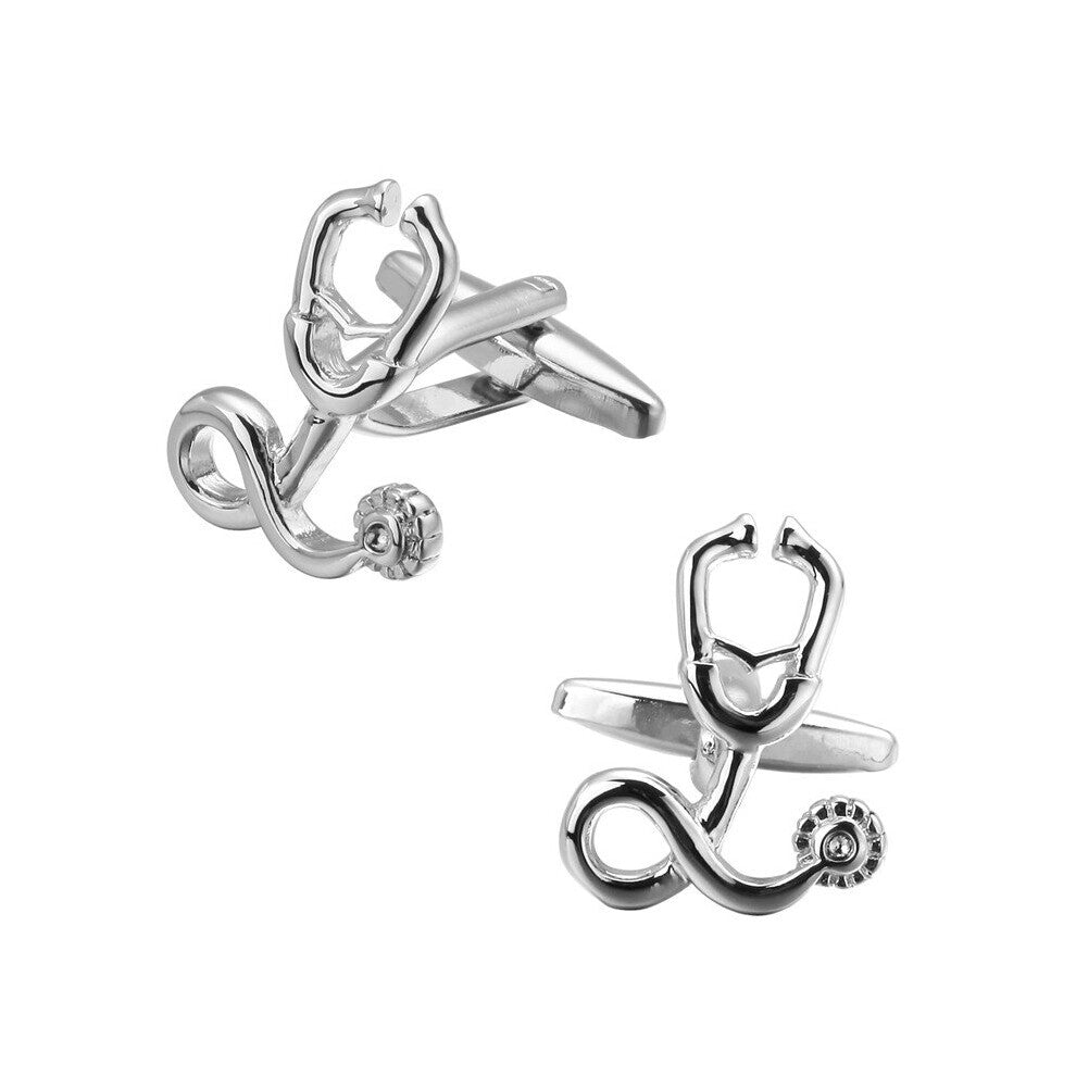 Men's shirts Cufflinks high-quality copper material Doctor silvery stethoscope Cufflinks 5 pairs of for