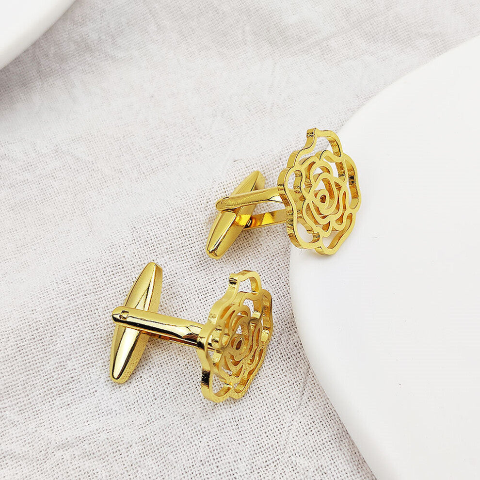 1 Pair Rose Flower Cufflinks for Women Personalise Hollow French Shirt Cuffs Mens Suit Accessories