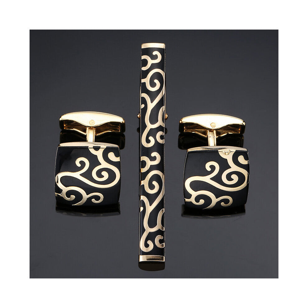 DY A set auspicious clouds pattern tie clip Cufflinks business man jewelry