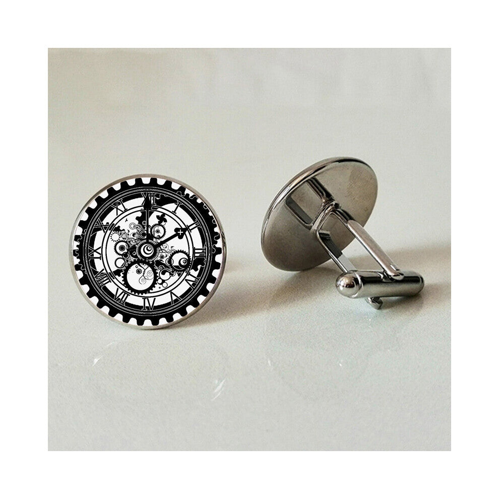 Clock gear glass cufflinks convex glass business cufflinks shirt jewelry private men's