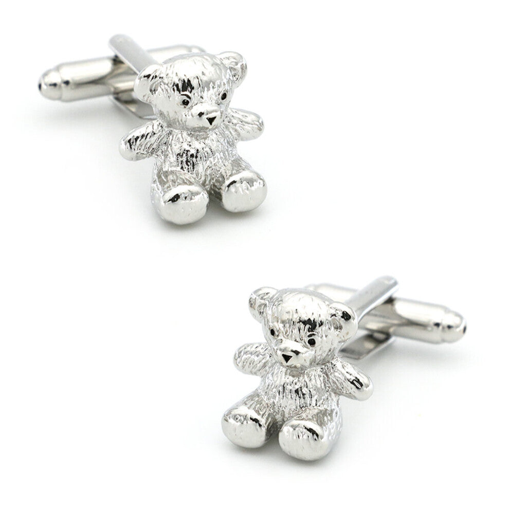 Toys Cuff Links For Men Teddy Bear Brass Material Silver Cufflinks Wholesale&retail