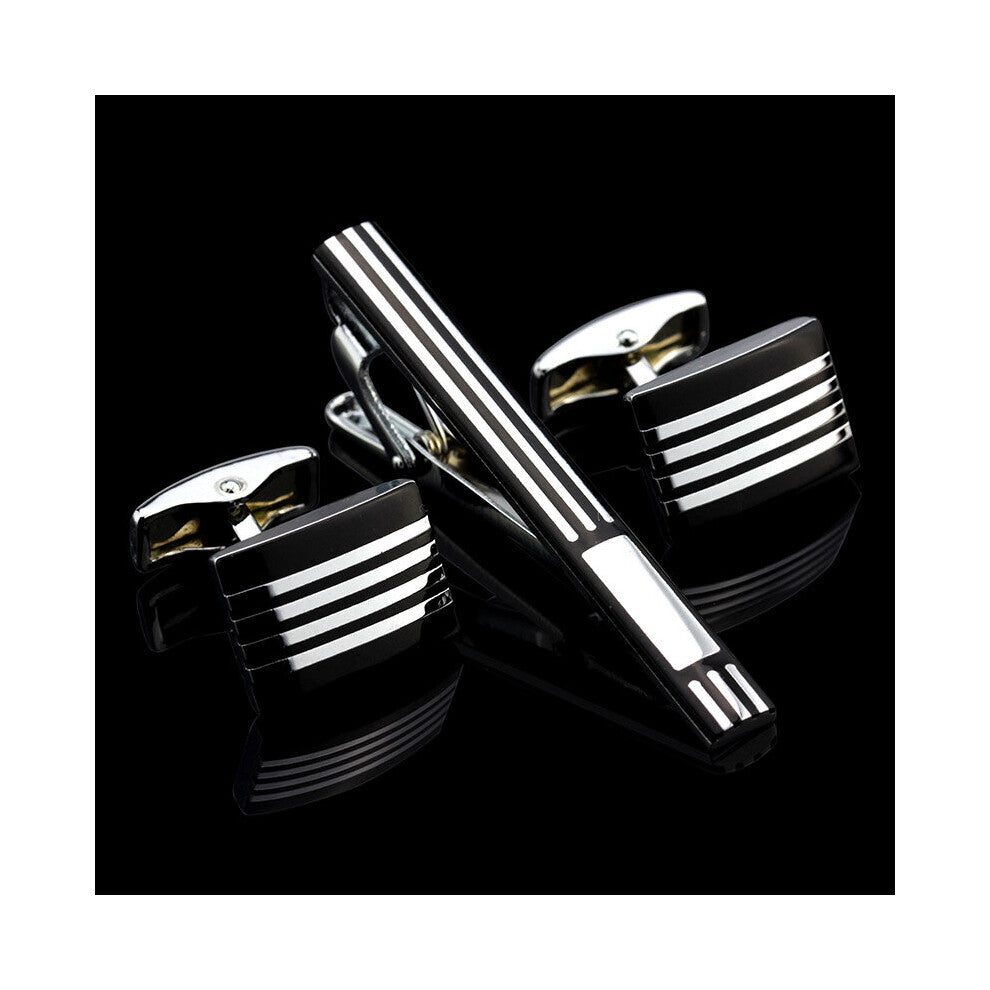 Memolissa A set of Enamel Square Cufflinks tie clip Cufflinks Wedding Gift Box Set men