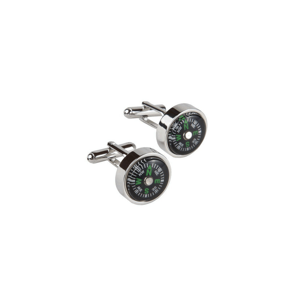2 pcs Stainless steel men's compass cufflinks