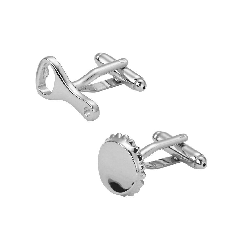 DY-18 High men's jewelry shirt cuff Cufflinks laser metal silvery beer cap opener Cufflinks brass laser engraving