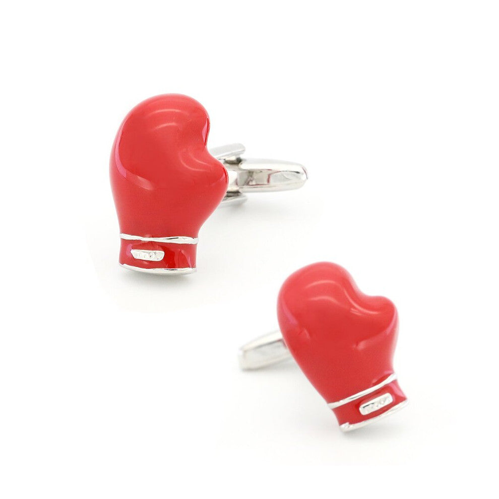 Men's Boxing Fighter Cufflinks Brass Material Red Boxing Glove Cuff Links & Retail