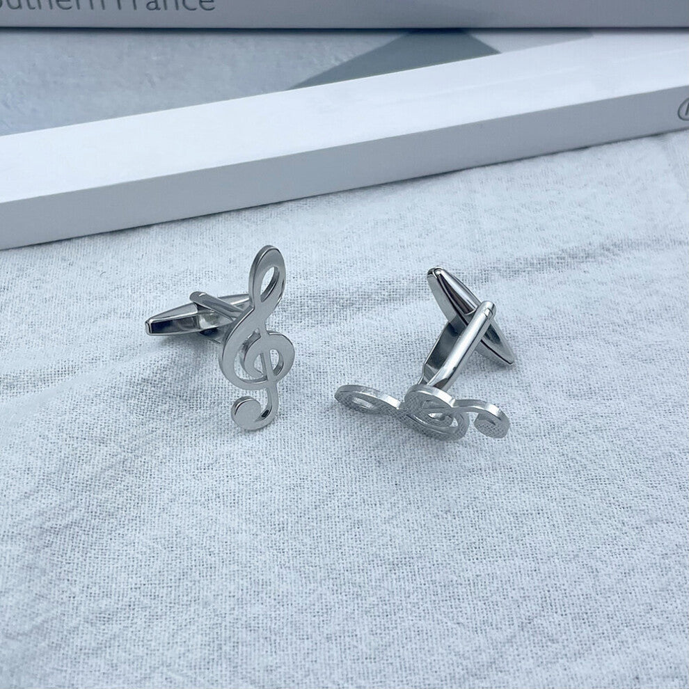 Sheet Music Treble Clef Cufflinks for Mens Stainless Steel Wedding Jewelry Musician Shirt Buttons Cuffs gemelos hombre camisa