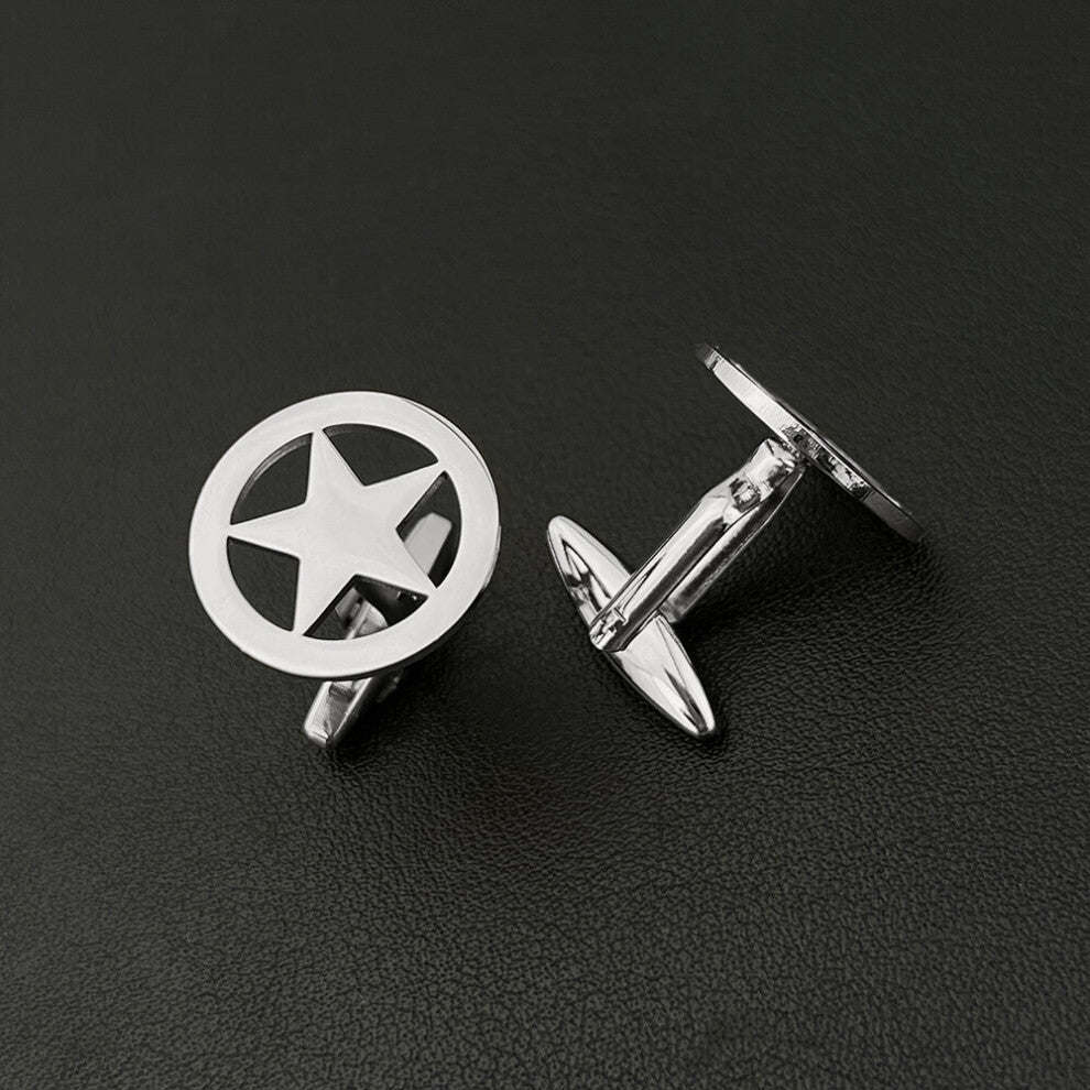 Pentagram Cufflinks for Mens Shirts Clips Stainless Steel Clasp Buckle Wedding Star Amulet Jewelry Meeting