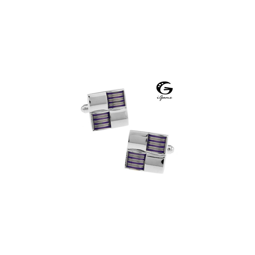 iGame Cufflinks Purple Square Enamel Copper Material