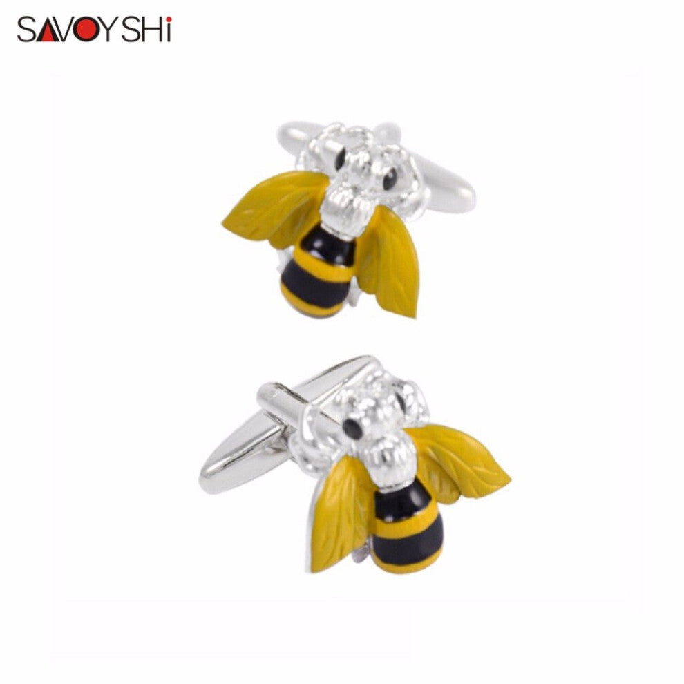 3D Bee Cufflinks For Mens Shirt Accessories High Enamel Insect Cufflink Men Jewelry Wedding Groom Gift Gemelos