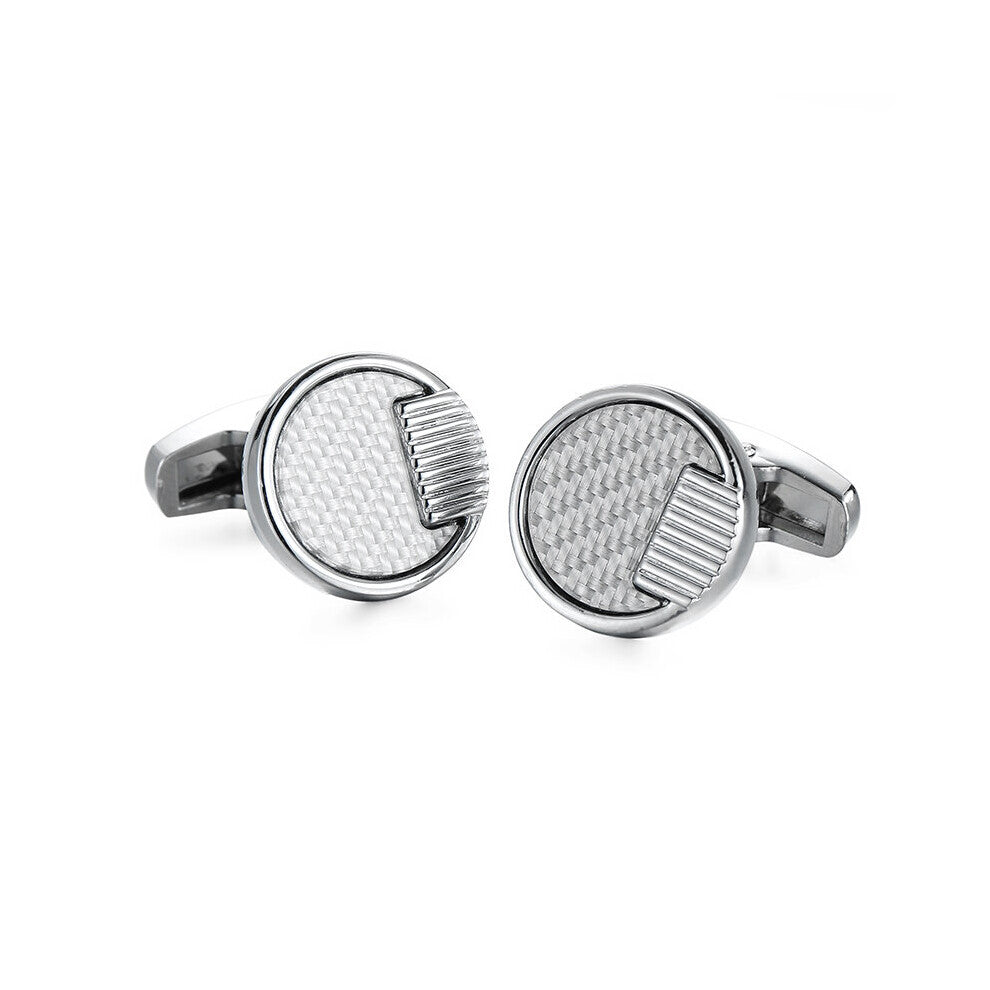 DY men French shirt Cufflinks Classic retro circular pattern Silvery Cufflinks