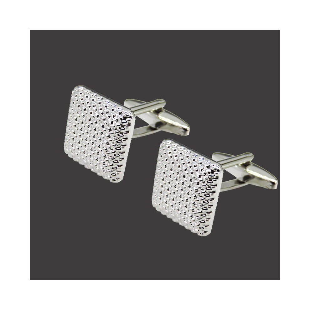 DY copper laser metal silver square pattern Cufflinks men's French shirt Cufflinks