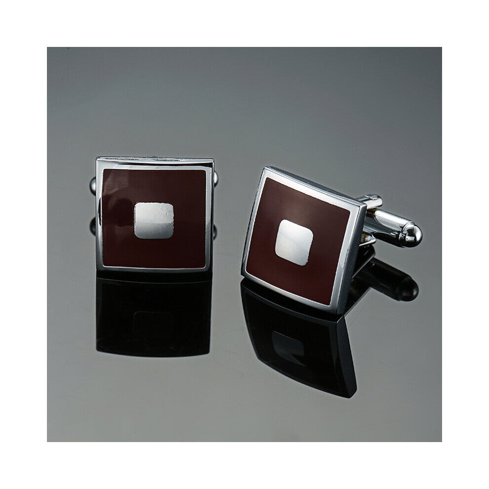 DY High brass Enamel Red Square Cufflinks Men's French shirt Cufflinks