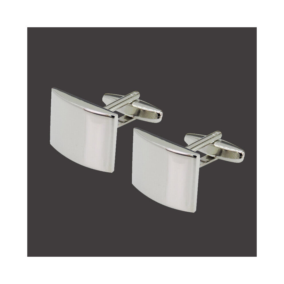 DY copper laser metal silver rectangular arc smooth Cufflinks men's French shirt Cufflinks