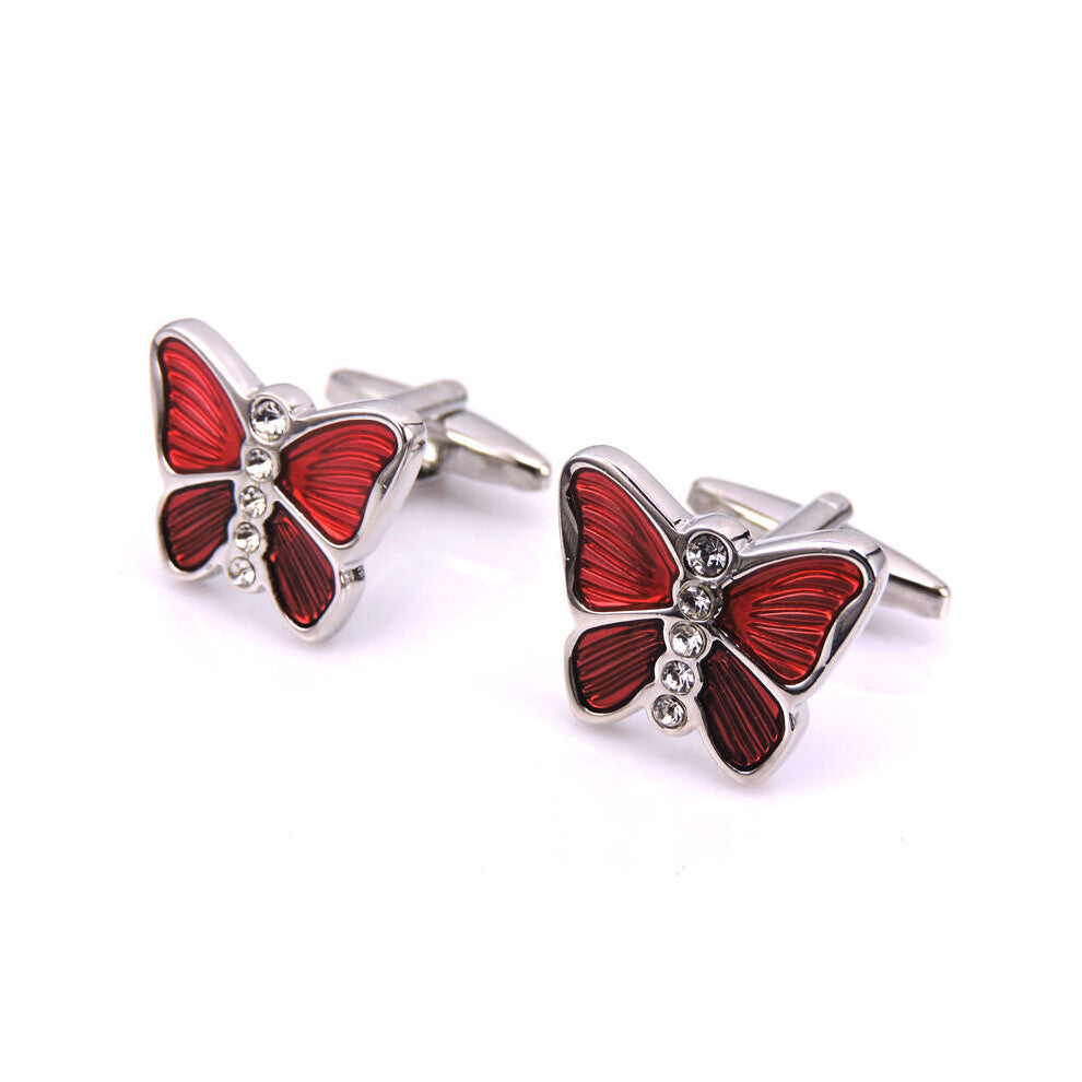 DY The French men's Enamel Cufflinks insect animal crystal red butterfly Cufflinks