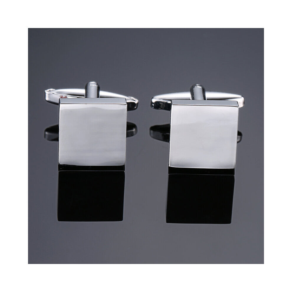 DY The brass Square Silvery Cufflinks Men's French shirt Cufflinks