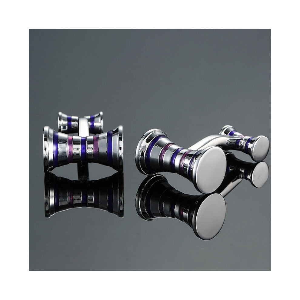 DY brass material with circular purple stripes Cufflinks Men's French shirt Cufflink
