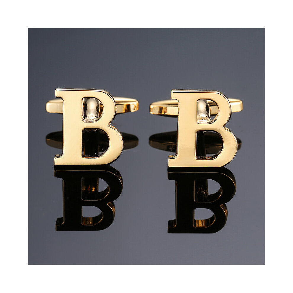 DY High-quality Brass material English Golden English alphabet B Cufflinks Men's French shirt Cufflinks