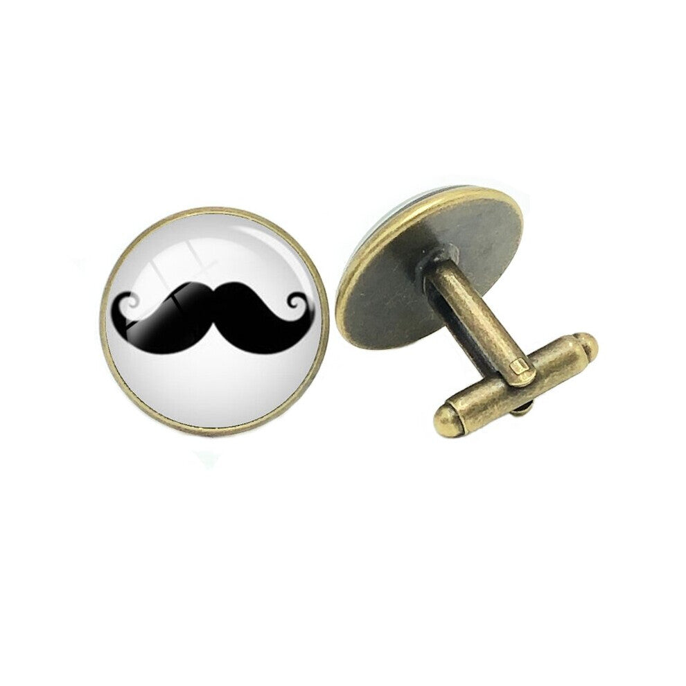 Jewelry Cufflinks Mustache Creative Time Glass Convex Men's Cufflinks Gift High-grade French Shirt Sleeves Nails