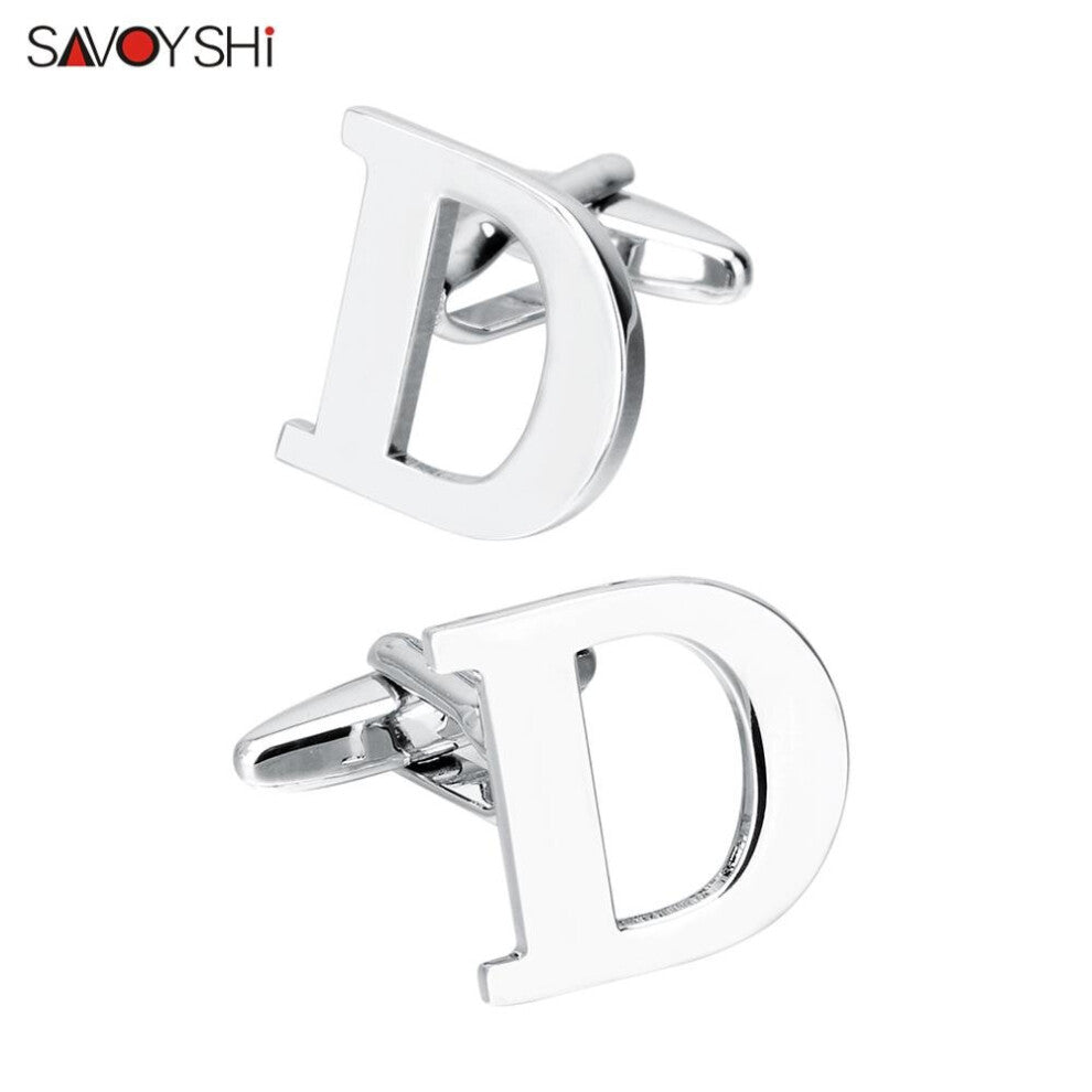 Silver-color 26 Letters Cufflinks for Mens Shirt Accessories High Cufflinks Jewelry Husband Gift Gemelos