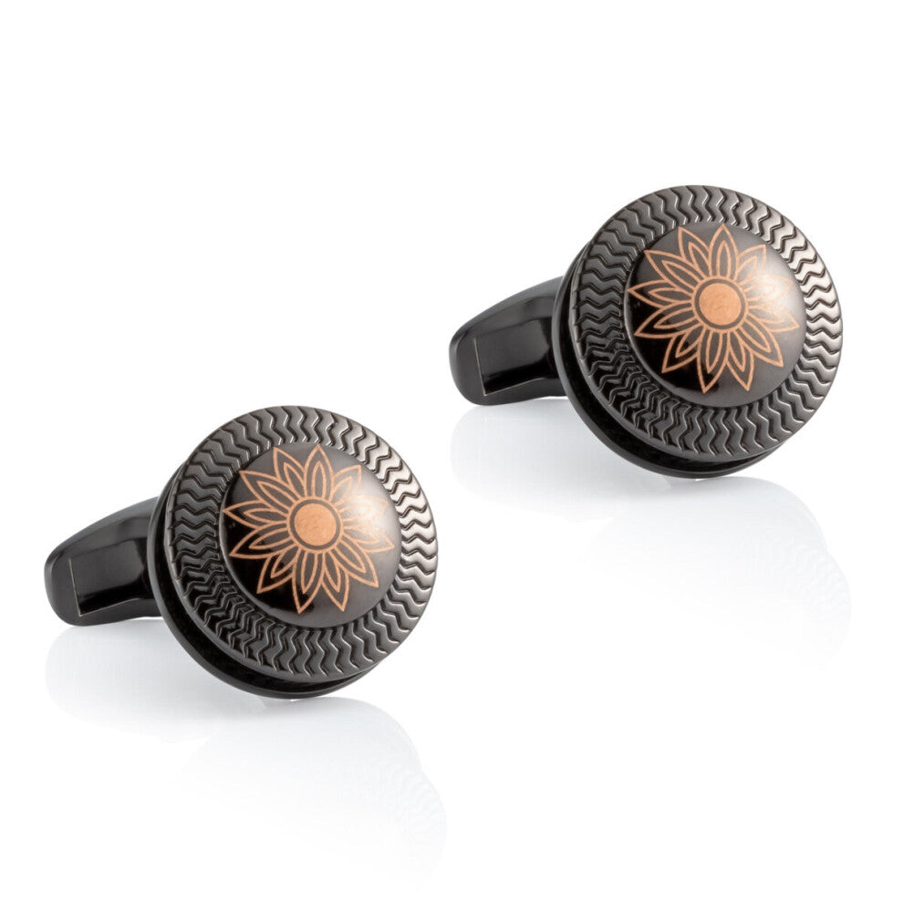 Retro Laser Flower Double Layer Alloy Cufflinks Foreign Trade Men's Business French Cufflinks Gift