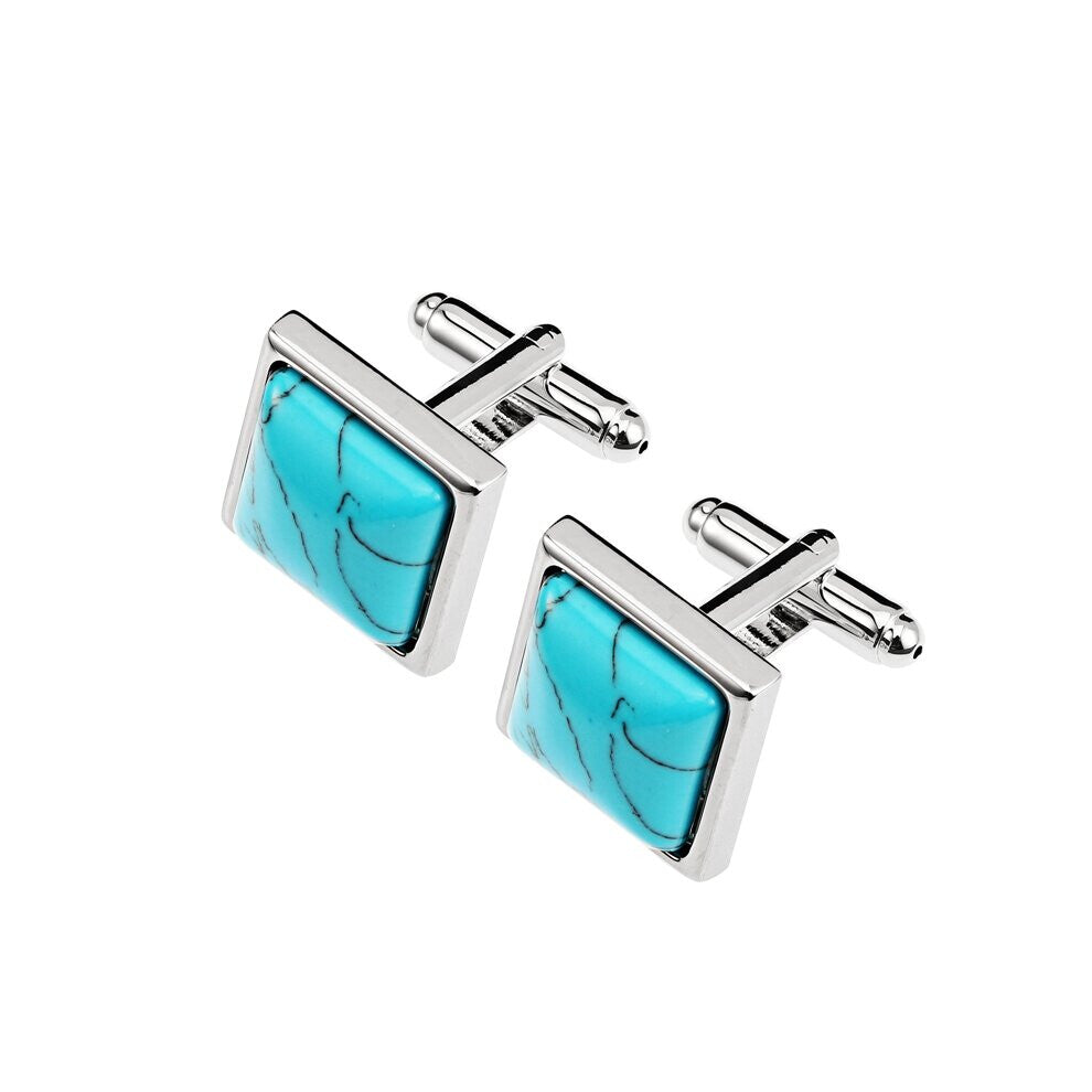 stone Cufflinks for Mens Business Lepton Square Cufflink Relojes gemelos Drop